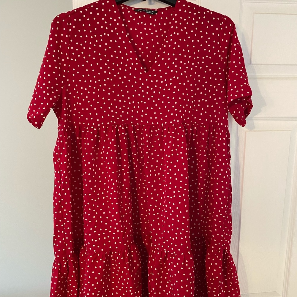 Red polka dotted dress